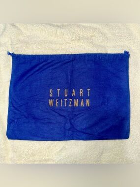 Stuart Weitzman Large Royal Blue Dust Bag Gold Logo Drawstring Boot Shoe Cover
